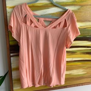 ANTHROPOLOGIE Pale peach top with lattice detail